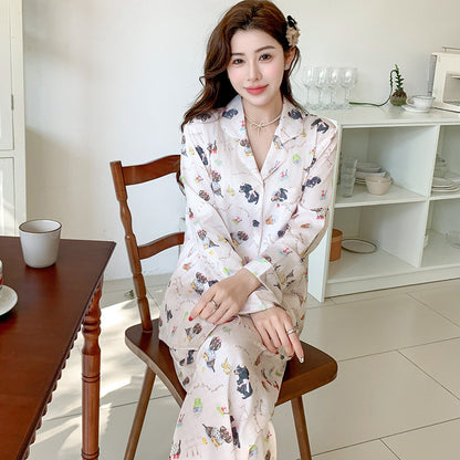 Cute Puppy Print Pajama Set for Women - Gullei