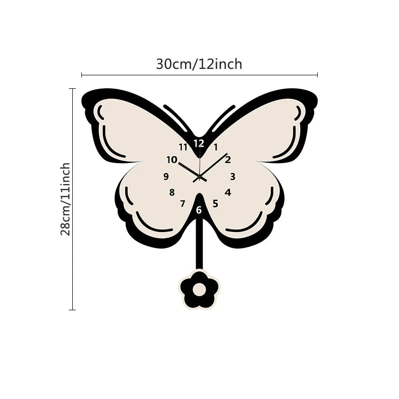 Butterfly Silent Pendulum Wall Clock