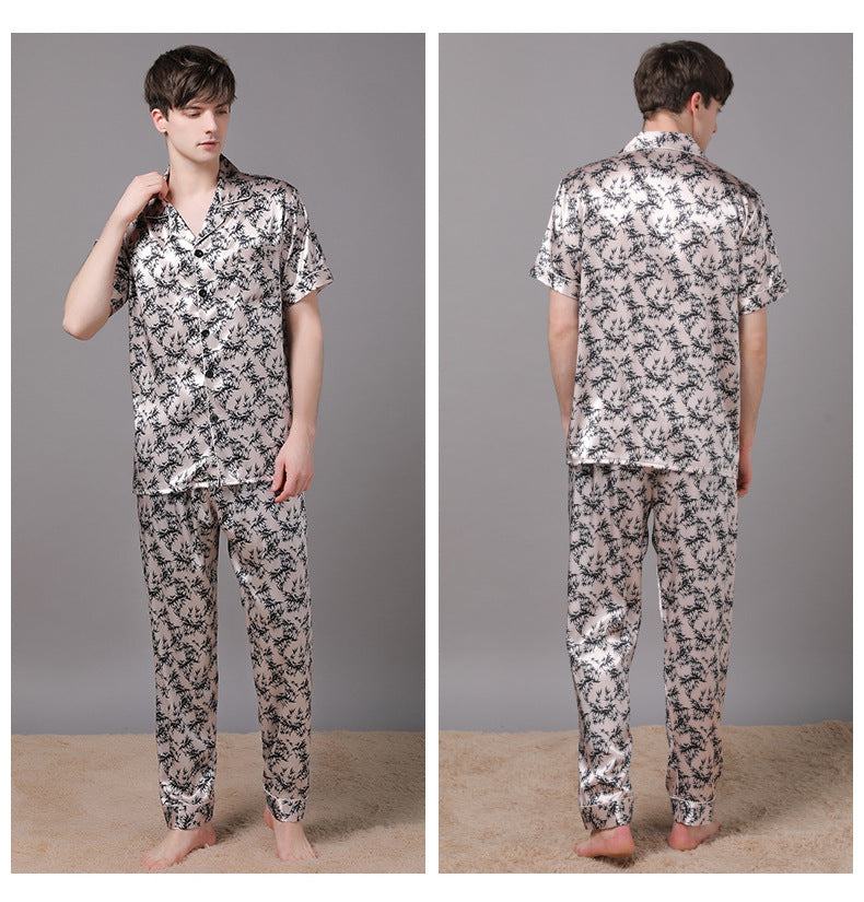 Matching Couple Silk Pajamas Sleepwear Set