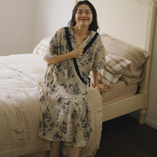 Floral Soft Maternity Sleepwear Blouse