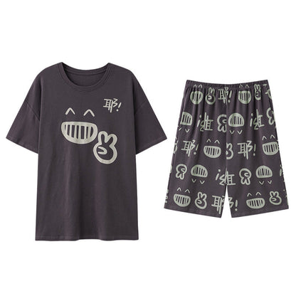 Expressive Graphic Couple's Pajama Set | Pure Cotton Comfort