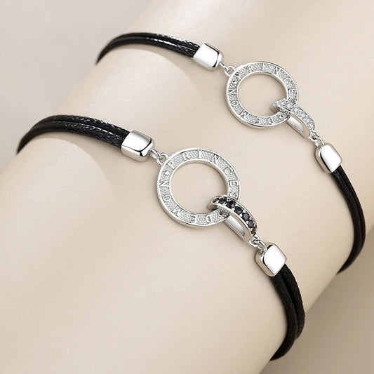 Interlocking Rings Engraved Promise Bracelets