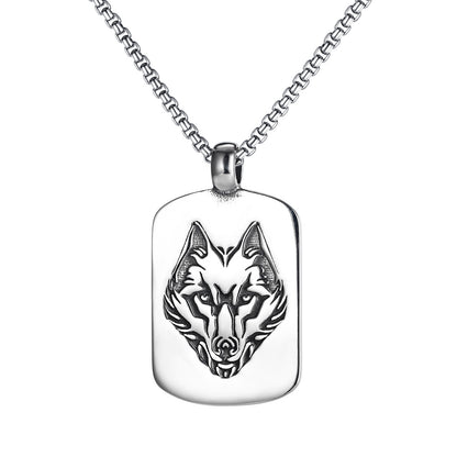 Custom Engraved Wolf Vertical Bar Necklace