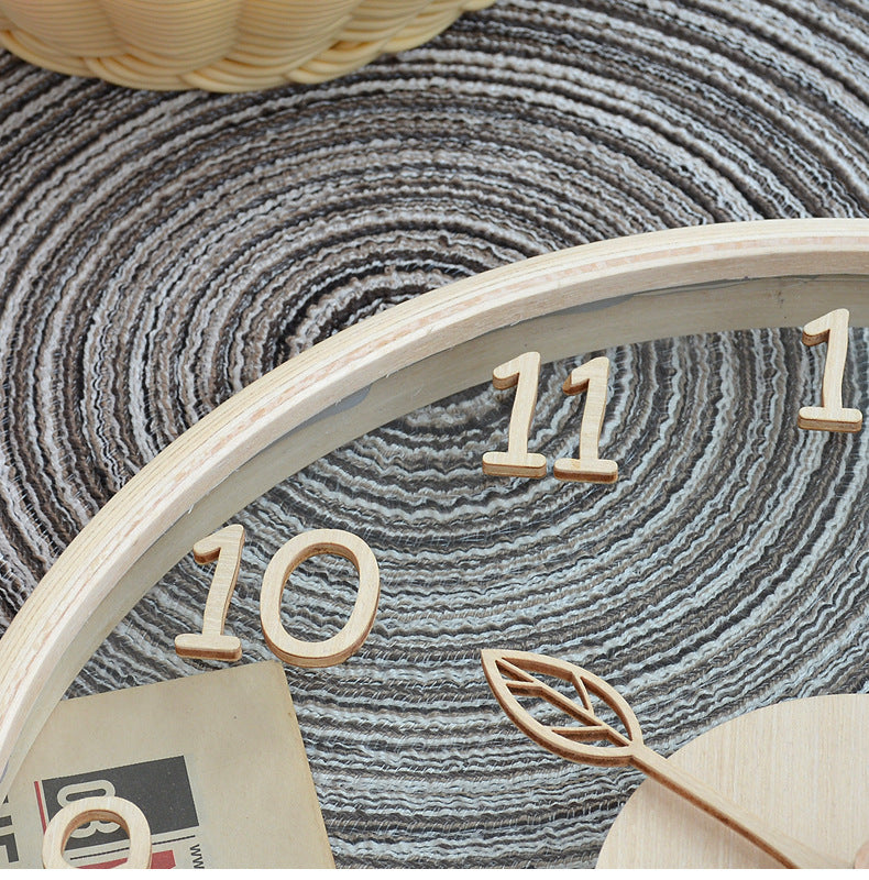 Leaf Hands Solid Wood Analogue Wall Clock (10")