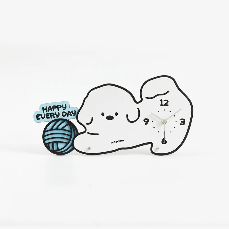 Cute Puppy Kids Bedroom Silent Wall Clock – Playful Puppy Design