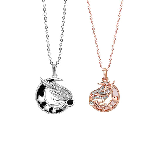Matching Angel Wings Necklaces Set for Two - Sterling Silver
