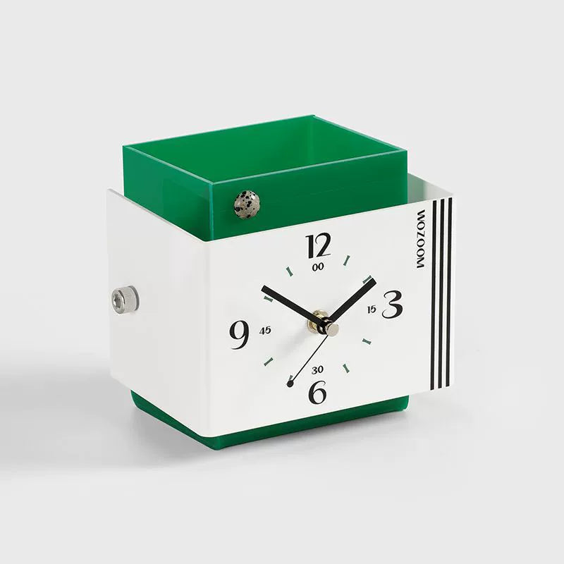 Silent Acrylic Desk Clock with Integrated Storage