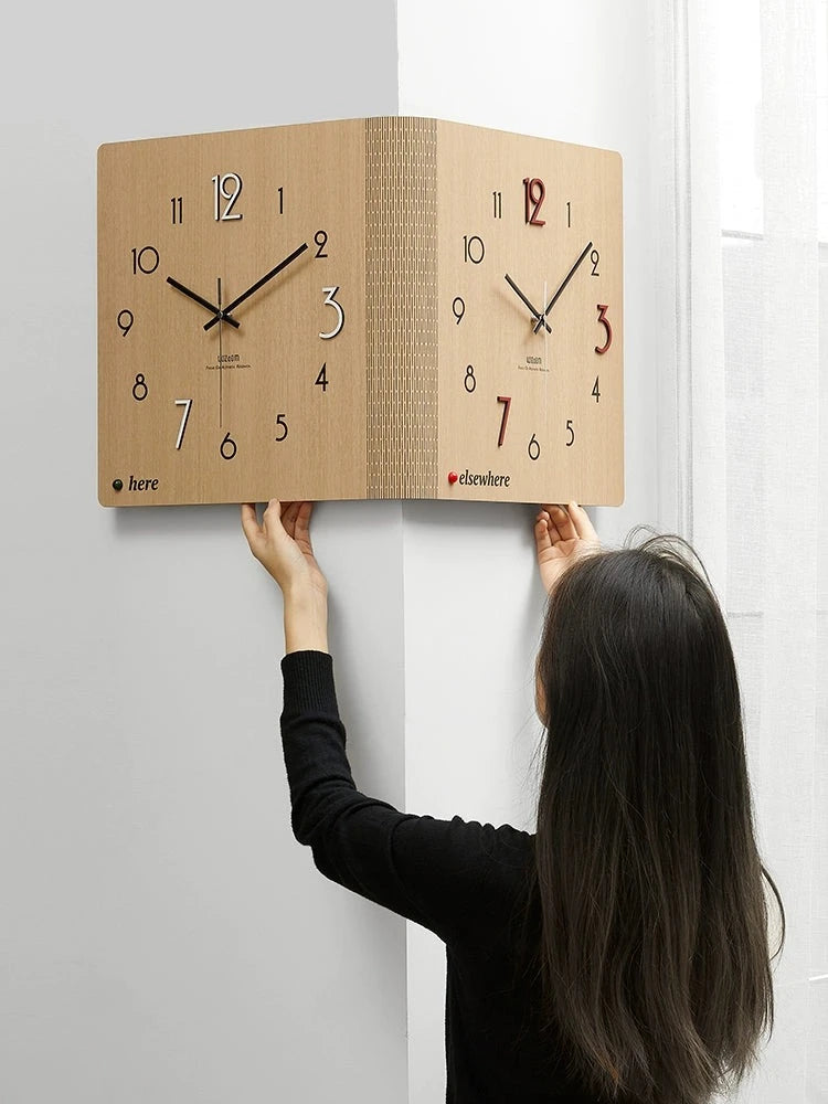 Two Sided Analog Silent Wall Corner Clock