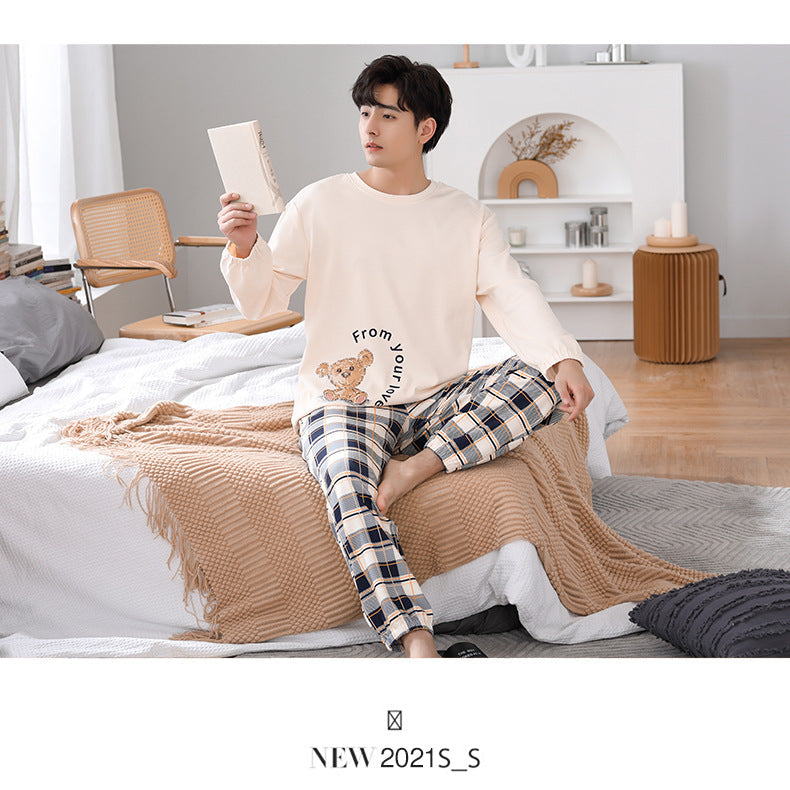 Matching Couple Pajamas – Soft Cotton with Bear Embroidery by Gullei