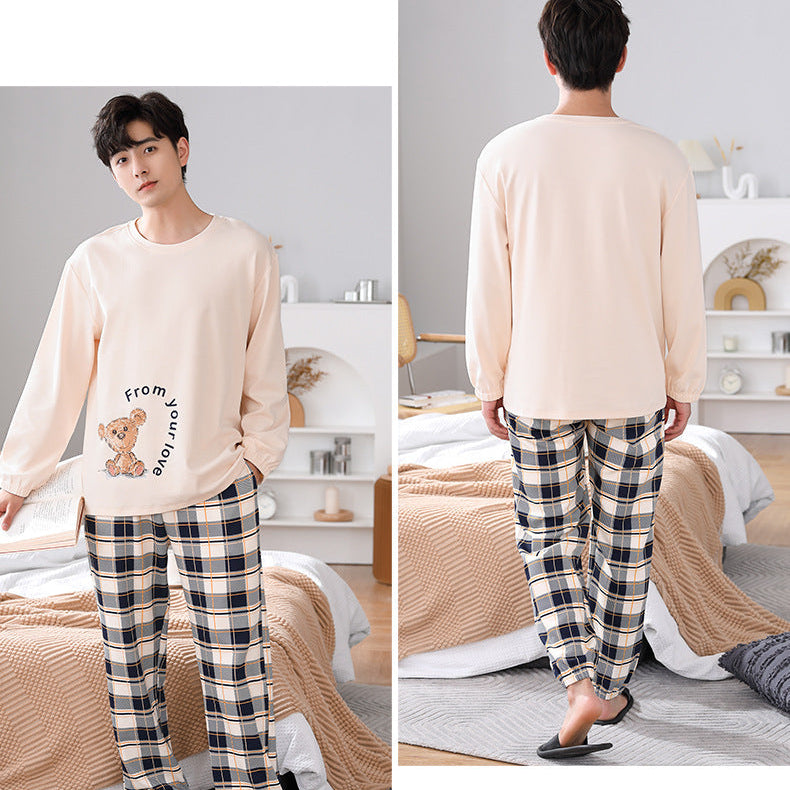 Matching Couple Pajamas – Soft Cotton with Bear Embroidery by Gullei
