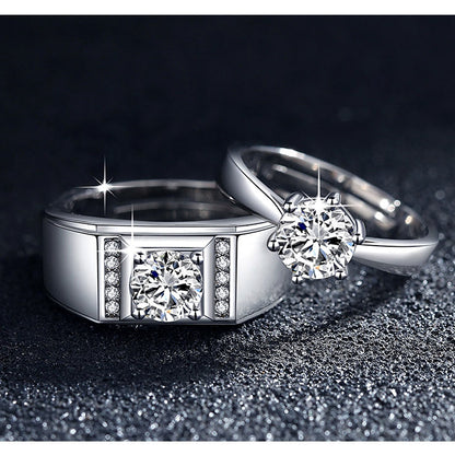 Engraved Sterling Silver Couple Wedding Rings Set