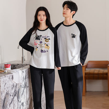 Playful Pet-Lover Couple Pajamas – Cotton Dog Print Lounge Set by Gullei