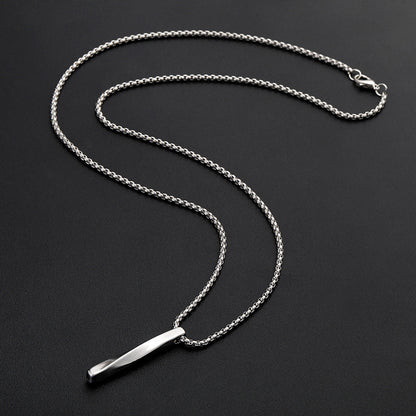 Personalized Twist Vertical Bar Necklace Gift for Men