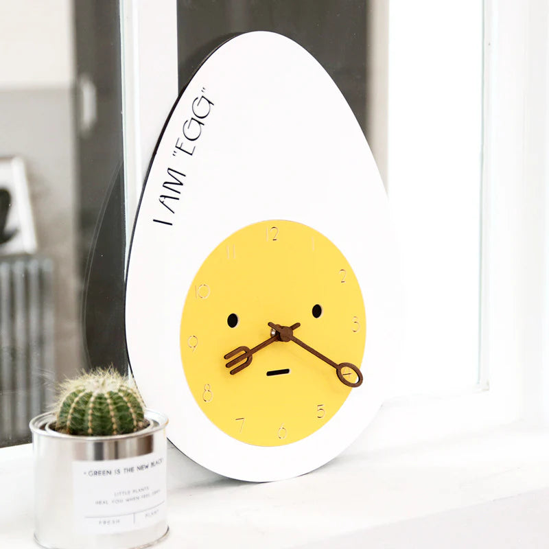 Egg-Shaped Silent Wall Clock – Playful Kitchen Design