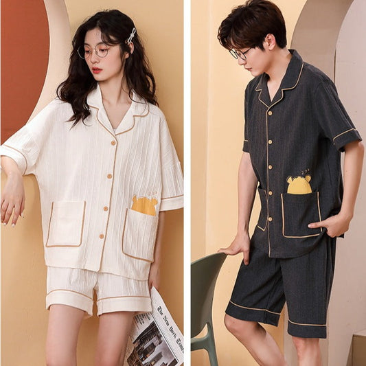 Stylish Summer Pajamas Set for Girlfriend Boyfriend 100% Cotton