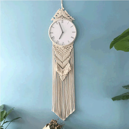 Boho Tapestry Silent Wall Clock – Nordic, Large