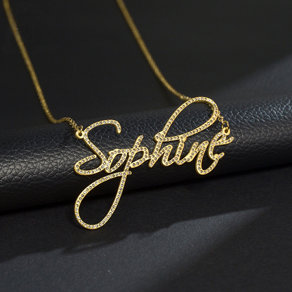 Personal Signature Diamond Name Necklace