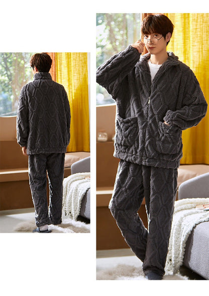 Matching Thick Pajamas Winter Sleepwear Set for Couples