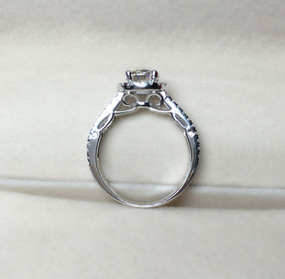 2 Carats Moissanite Diamond Halo Promise Ring