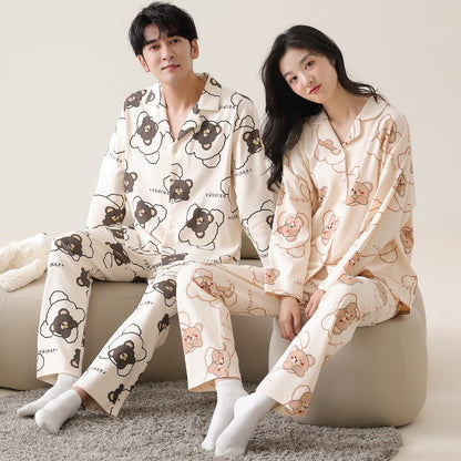 Matching Cotton Loungewear Pajamas Set for Couples