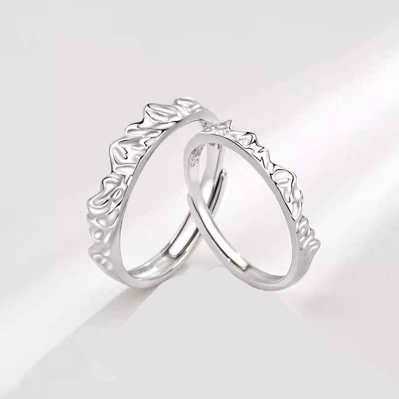 Unique Wavy Wedding Rings Matching Set