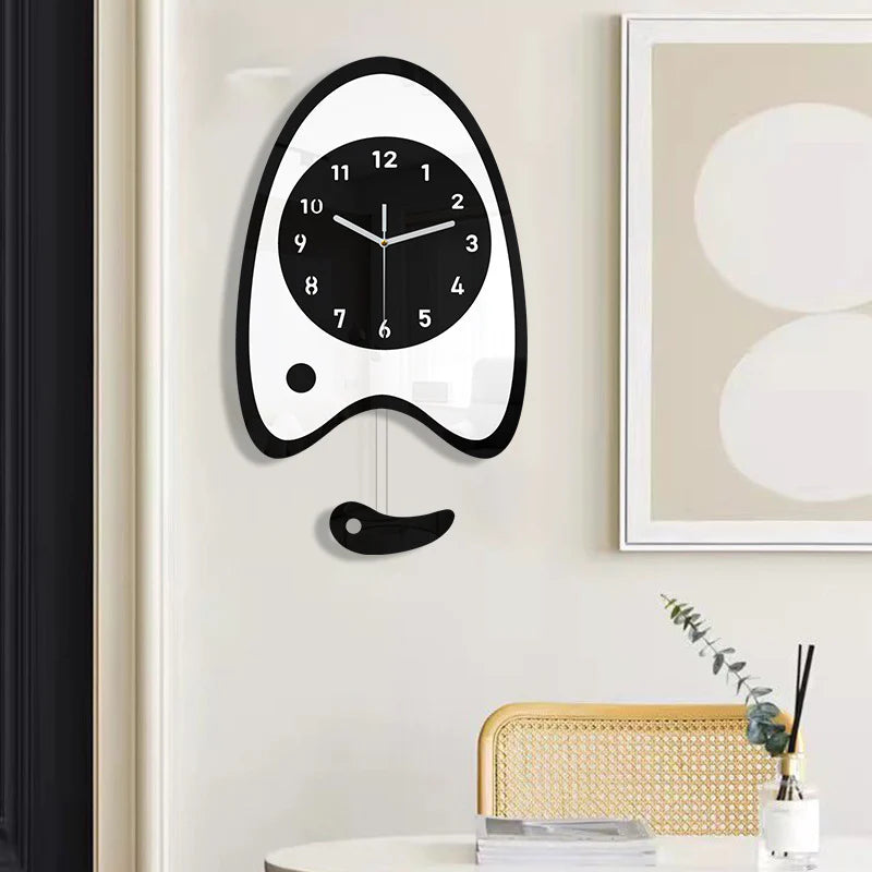 Cute Fish Bait Silent Pendulum Wall Clock (37×21 cm)