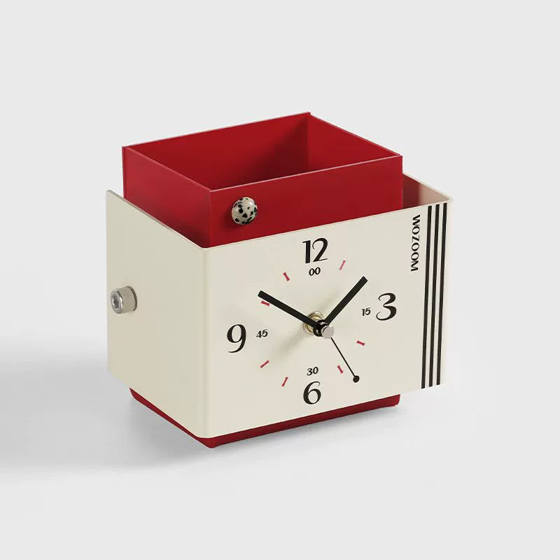 Silent Acrylic Desk Clock with Integrated Storage
