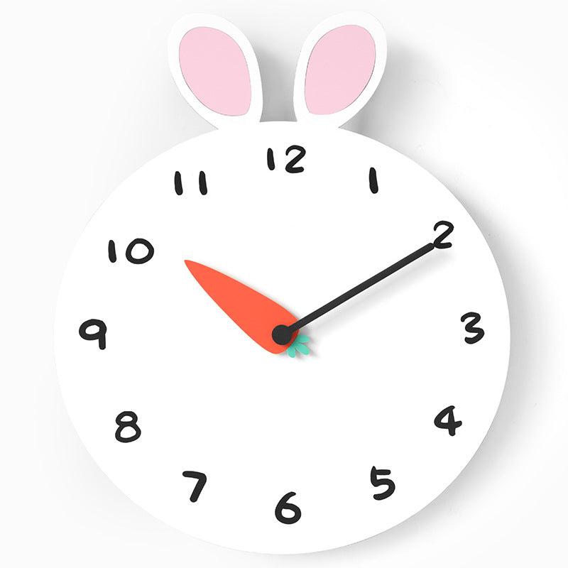 Carrot Bunny Silent Wall Clock for Kids Bedroom