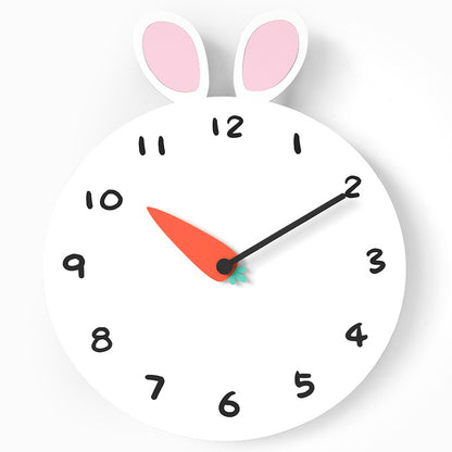 Carrot Bunny Silent Wall Clock for Kids Bedroom