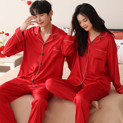 Matching Wedding Red Sleepwear Pure Flannel Set