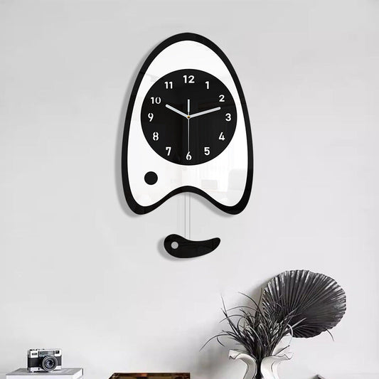 Cute Fish Bait Silent Pendulum Wall Clock (37×21 cm)