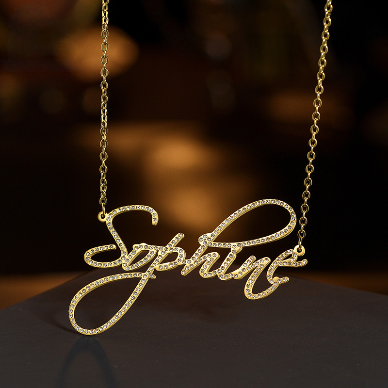 Personal Signature Diamond Name Necklace