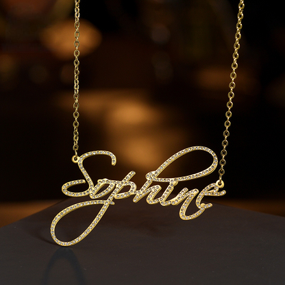 Personal Signature Diamond Name Necklace