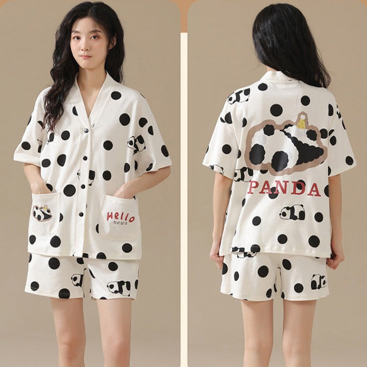 Panda Women and Men Summer Pajamas 100% Cotton