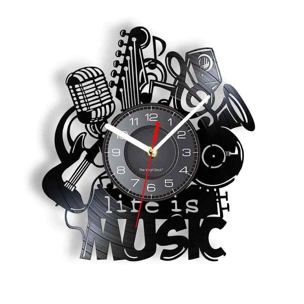 Music Theme Wall Décor Silent Lp Record Clock