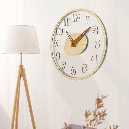 Modern Solid Wood Silent Wall Clock — 12" Acrylic + Wood
