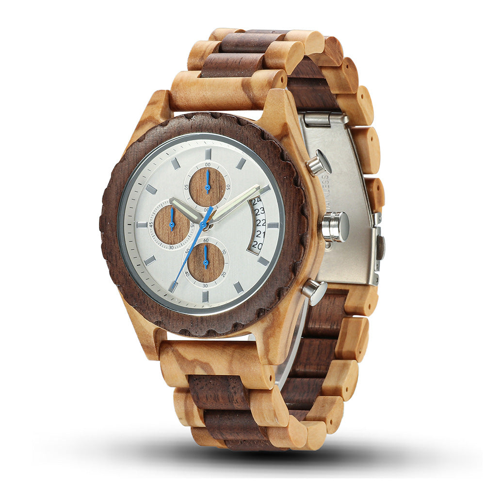 Multifunctional Matching Wood Couple Watch Set for Two