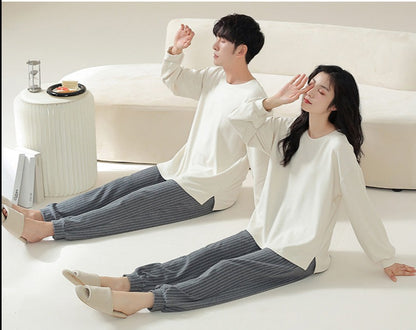 His and Hers Matching PJs Loungewear Set Pure Cotton