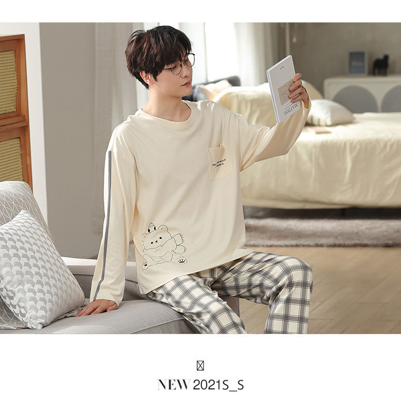 Natural Cozy Cotton Couple Pajamas – Soft & Hypoallergenic Set by Gullei