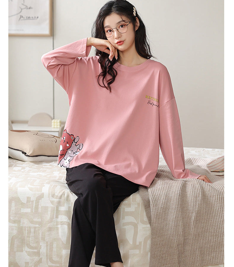 Playful Matching Couple Pajamas – Soft Cotton with Cute Embroidery by Gullei