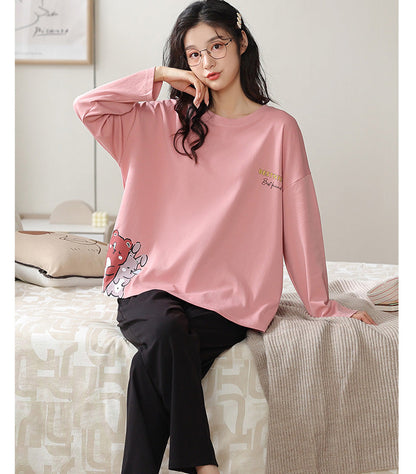 Playful Matching Couple Pajamas – Soft Cotton with Cute Embroidery by Gullei