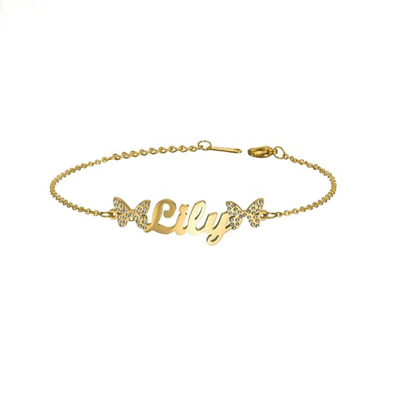 Butterfly Charm Custom Name Bracelet