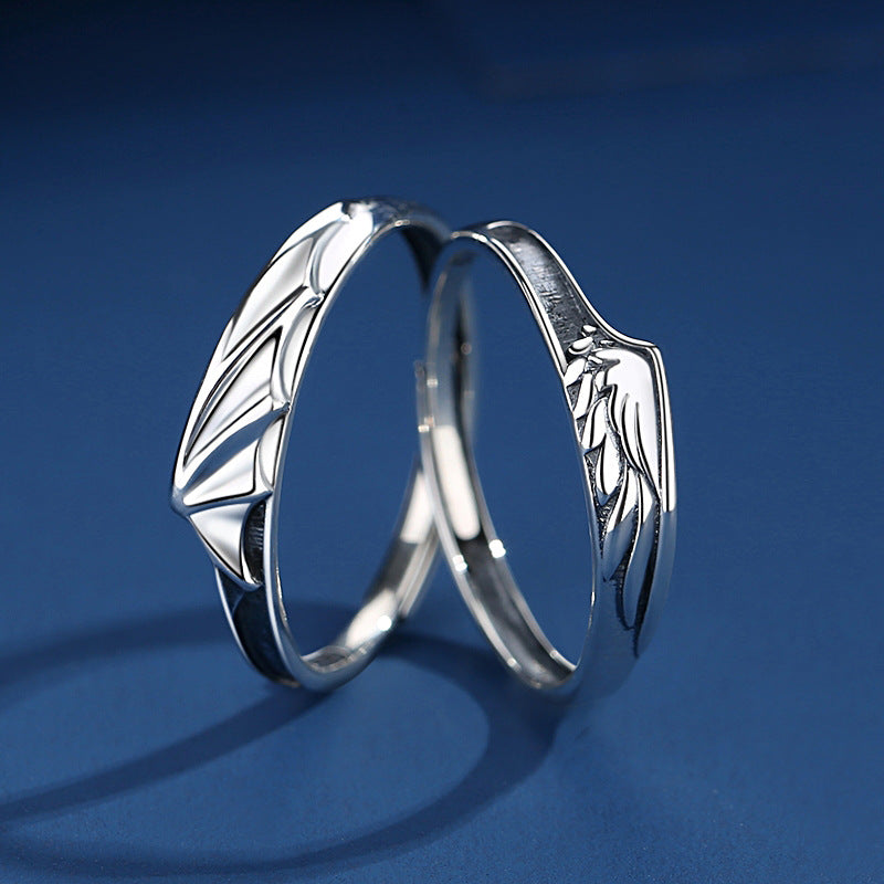 Engravable Angel and Demon Promise Rings for Couples