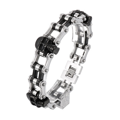 Custom Skull Bike Chain Mens Bracelet 22cm