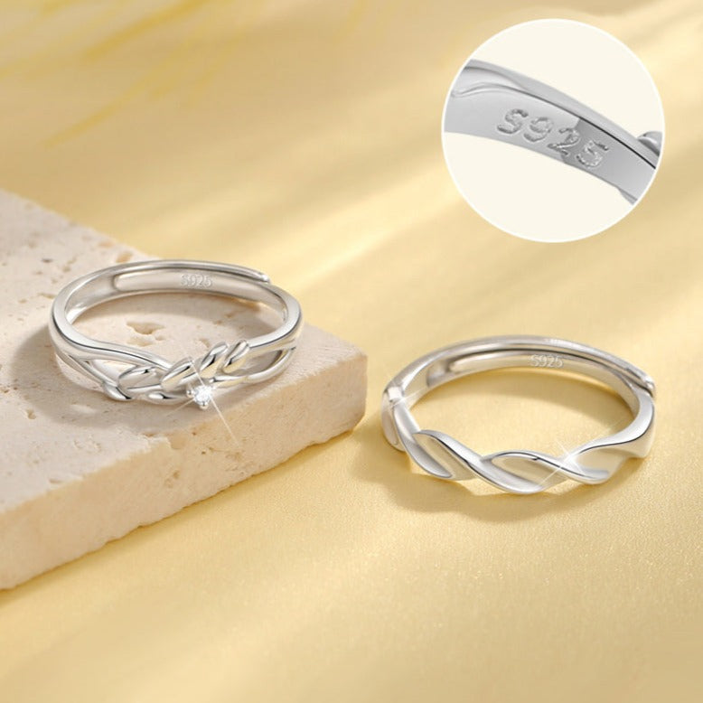 Personalized Matching Wavy Rings Set His and Hers