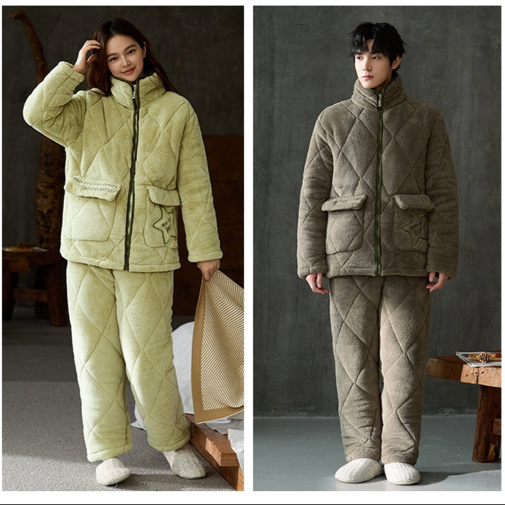 Ultra Warm Poyester Winter Pajamas Set for Couples