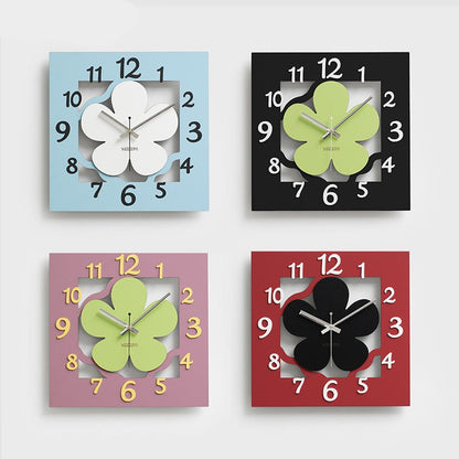 Square Flower Analog Silent Wall Clock