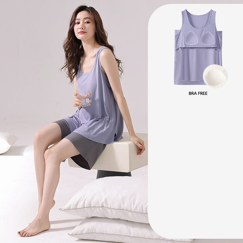 Two-Piece Sleeveless Summer PJs Set for Women