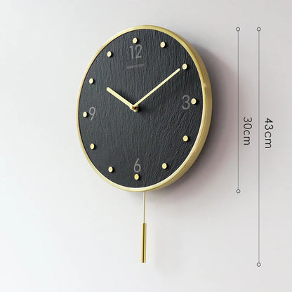 Natural Marble Pendulum Silent Wall Clock (12")