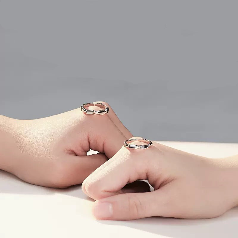 Matching Silver Promise Rings Set for Couples